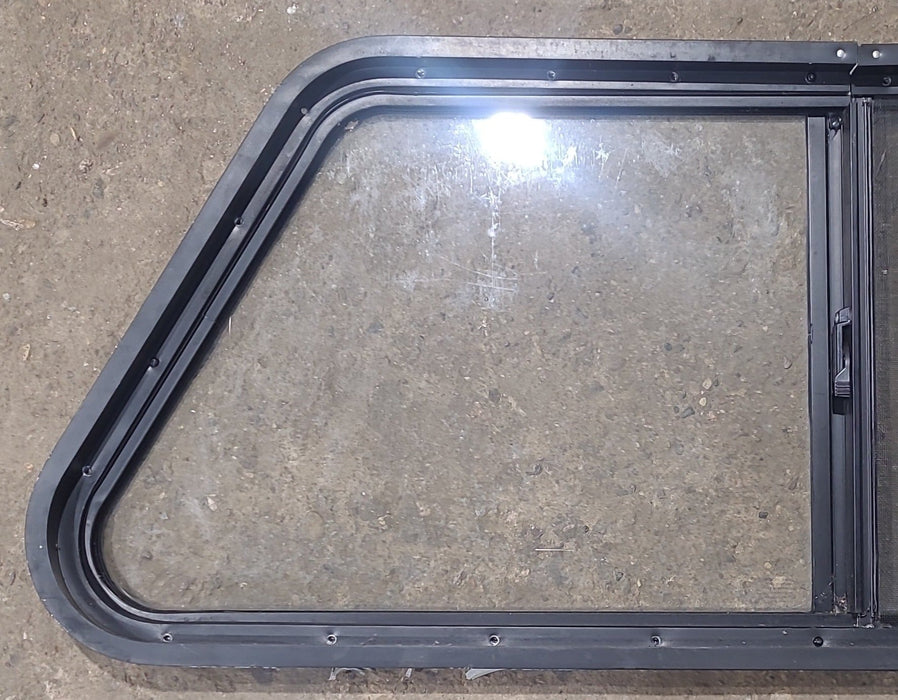 Used Slanted Black Radius Opening Window : 41 3/4" W x 17 3/4" H x 1 7/8" D - Young Farts RV Parts