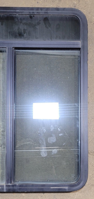 Used Slanted Black Radius Opening Window : 42 1/2" W x 35 1/2" H x 1 3/4" D - Motorhome Front Driver Side - Young Farts RV Parts