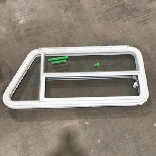 Used Slanted White Radius Emergency Opening Window : 47 1/4 " W x 21 1/2" H - Young Farts RV Parts