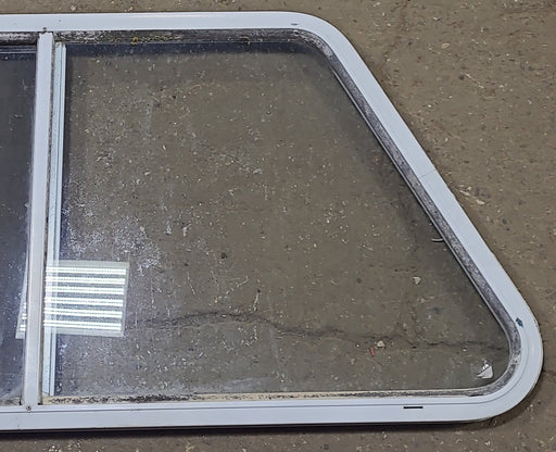 Used Slanted White Radius Opening Window : 41 1/2" W X 21 1/2" H X 1 1/4" D - Young Farts RV Parts