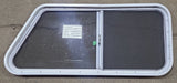 Used Slanted White Radius Opening Window : 41 3/4" W x 17 3/4" H x 2" D - Young Farts RV Parts