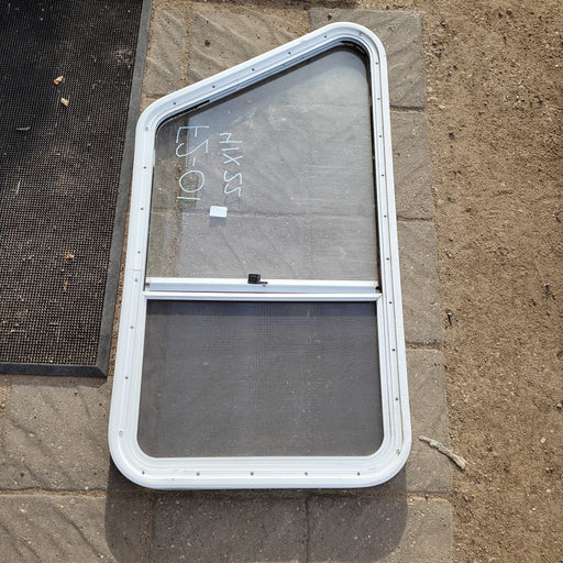 Used Slanted White Radius Opening Window : 41 X 22 X 2" D - Young Farts RV Parts