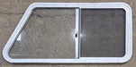 Used Slanted White Radius Opening Window : 46 3/4" W x 21 1/4" H x 1 1/4" D - Young Farts RV Parts