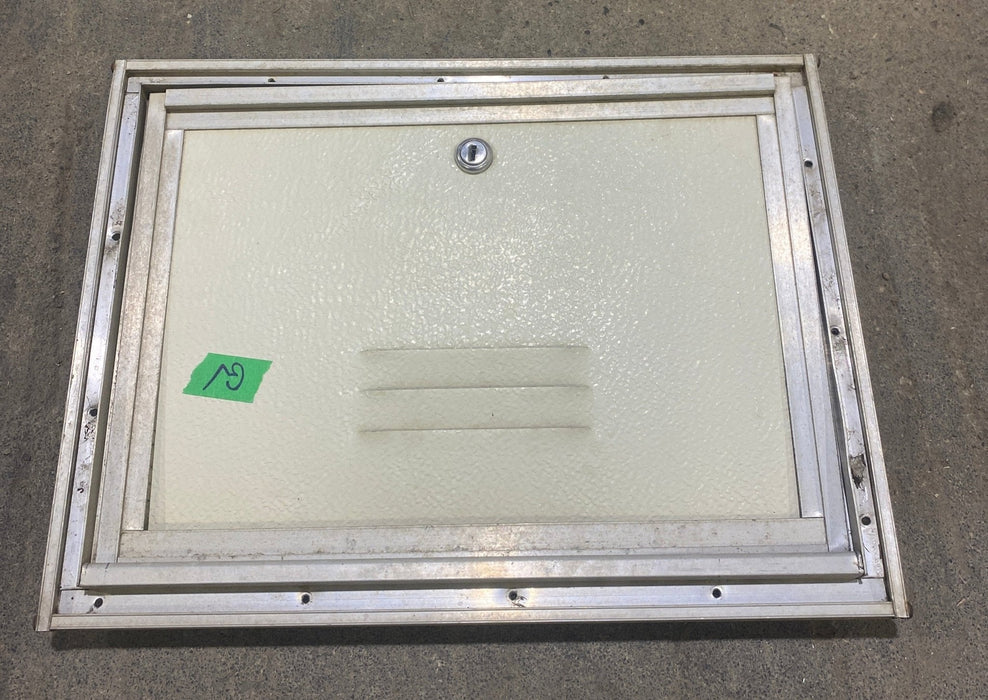Used Square Cornered Battery / Propane Cargo Door 14 3/4" W x 10 3/4" H x 1" D - Young Farts RV Parts