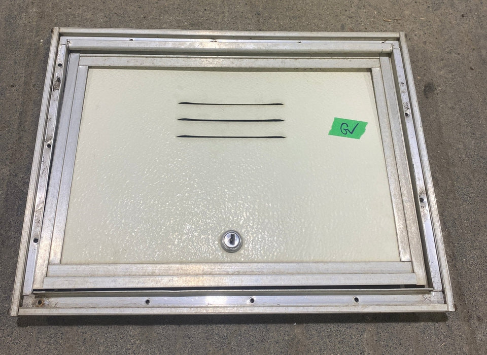 Used Square Cornered Battery / Propane Cargo Door 14 3/4" W x 10 3/4" H x 1" D - Young Farts RV Parts