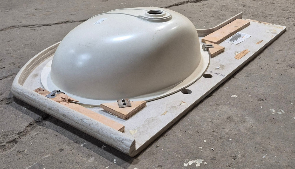 Used Undermount Bathroom Sink With Cornered Counter Section - Young Farts RV Parts