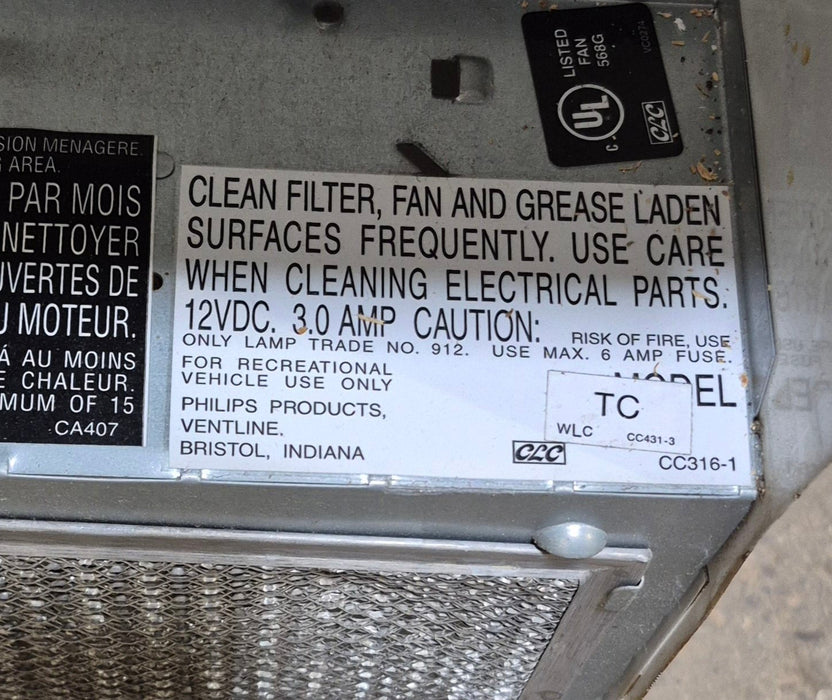 Used Ventline RV Range Hood Fan CC431 - 3 - Young Farts RV Parts