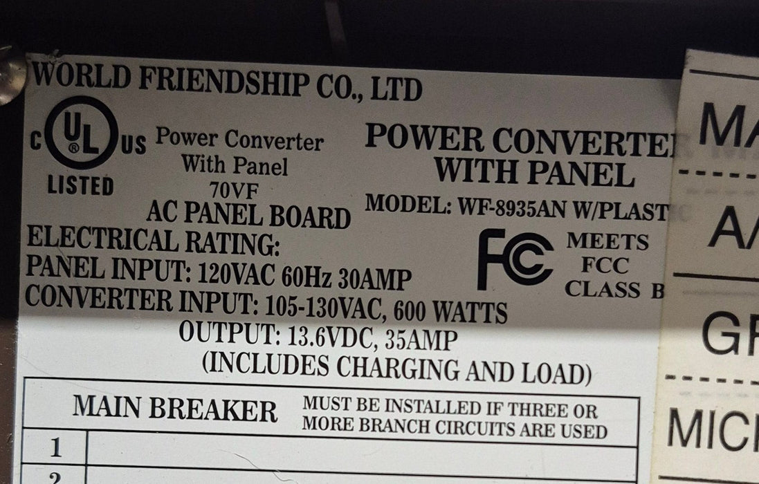 Used WFCO 35 AMP Converter WF-8935AN