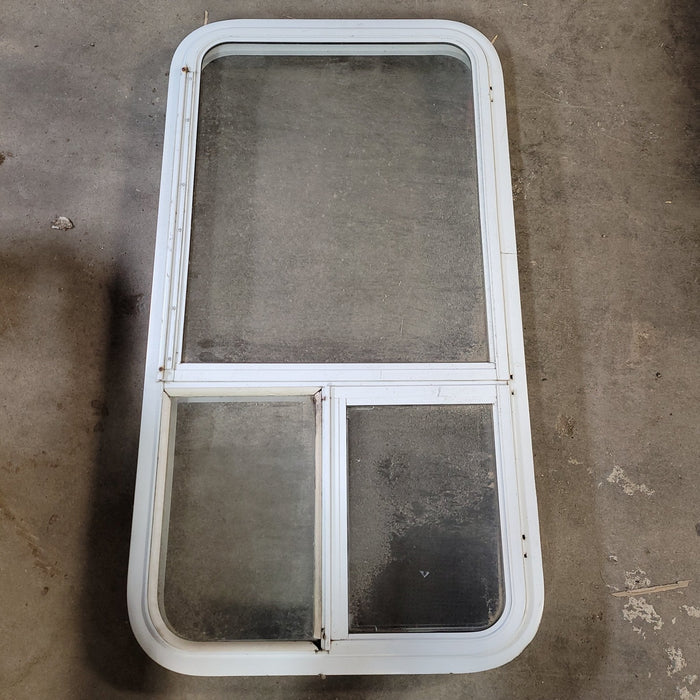 Used White Radius Emergency Opening Window : 21 1/2 X 41 1/2 X 2" D - Young Farts RV Parts