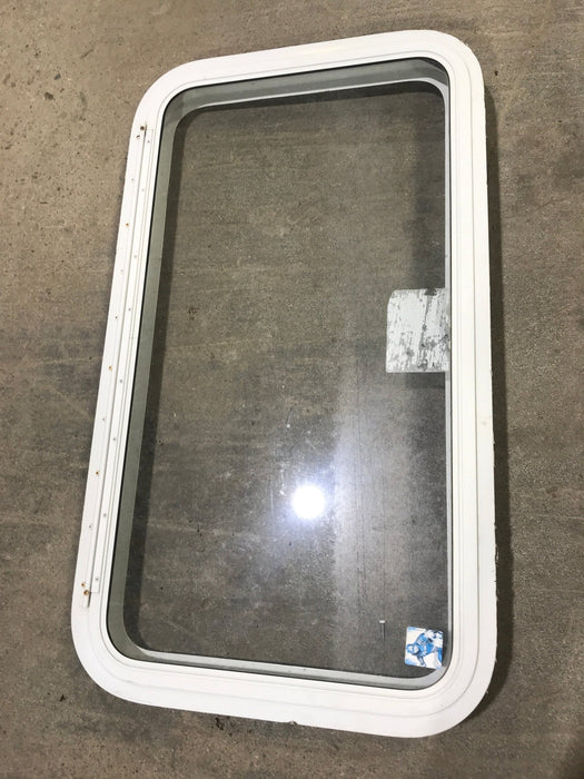 Used White Radius Emergency Opening Window : 35 1/2" x 19 1/2 x 1 1/2" D - Young Farts RV Parts