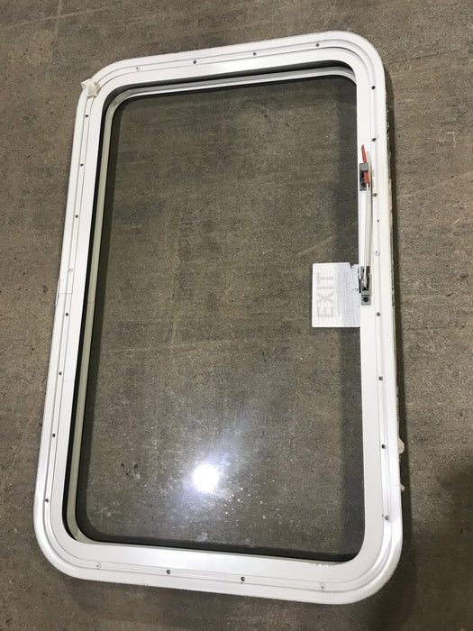 Used White Radius Emergency Opening Window : 35 1/2" x 19 1/2 x 1 1/2" D - Young Farts RV Parts