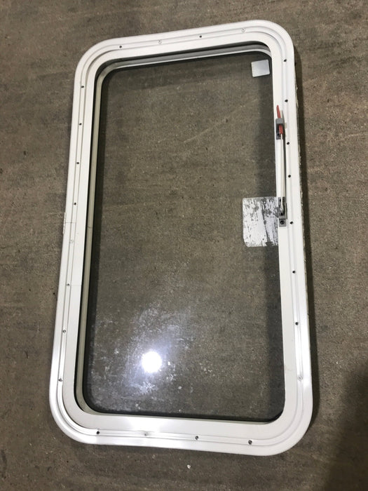 Used White Radius Emergency Opening Window : 35 1/2" x 19 1/2 x 1 1/2" D - Young Farts RV Parts