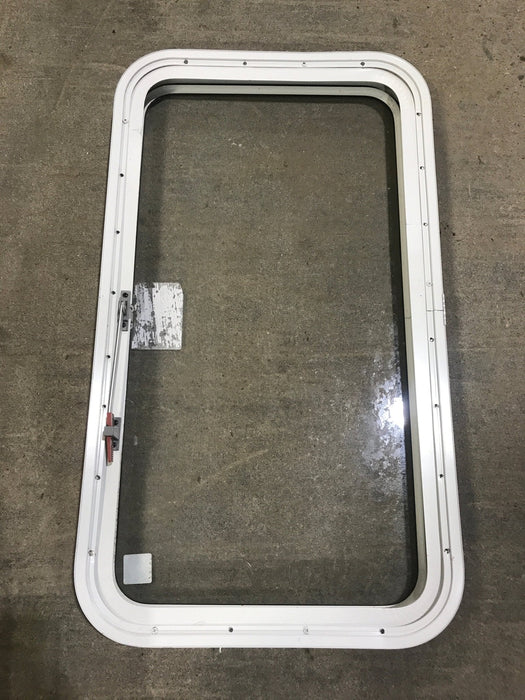 Used White Radius Emergency Opening Window : 35 1/2" x 19 1/2 x 1 1/2" D - Young Farts RV Parts