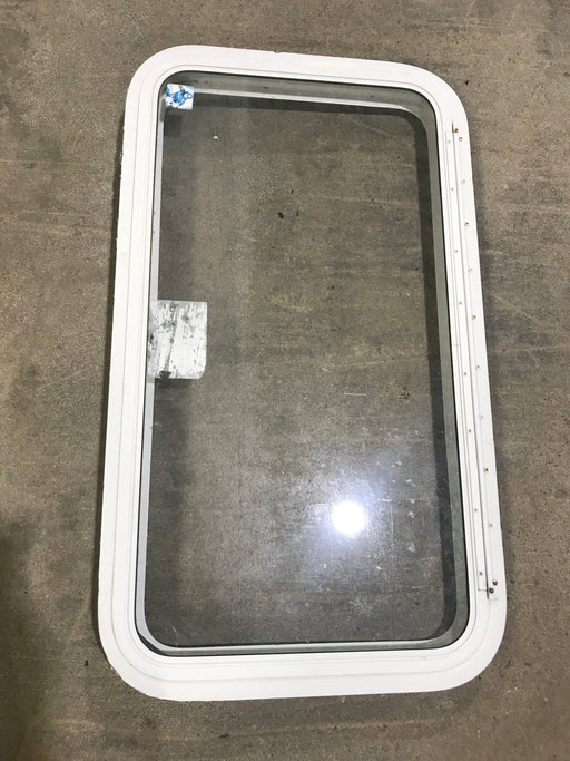Used White Radius Emergency Opening Window : 35 1/2" x 19 1/2 x 1 1/2" D - Young Farts RV Parts