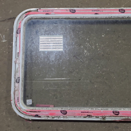 Used White Radius Emergency Opening Window : 35 3/4" W x 21 1/2" H x 1 1/4" D - Young Farts RV Parts
