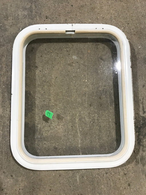 Used White Radius Non Opening Window : 17 1/2" W x 21 1/2" H x 1 1/2" D - Young Farts RV Parts