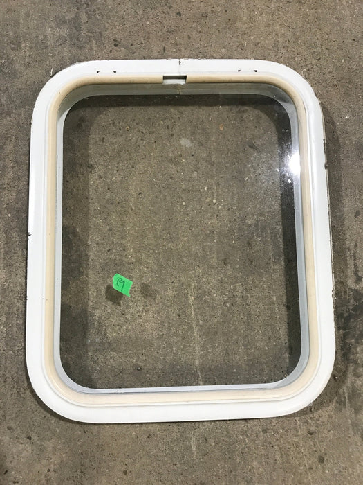 Used White Radius Non Opening Window : 17 1/2" W x 21 1/2" H x 1 1/2" D - Young Farts RV Parts