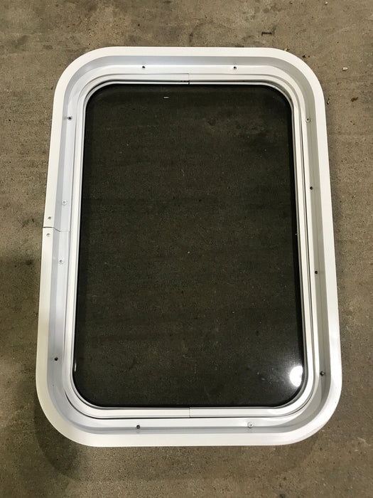 Used White Radius Non Opening Window : 24" W x 16 1/2" H x 2" D - Young Farts RV Parts