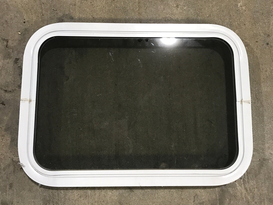 Used White Radius Non Opening Window : 24" W x 16 1/2" H x 2" D - Young Farts RV Parts