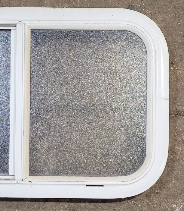 Used White Radius Opening Window : 23 1/2" W x 14 1/4" H x 1 7/8" D - Young Farts RV Parts
