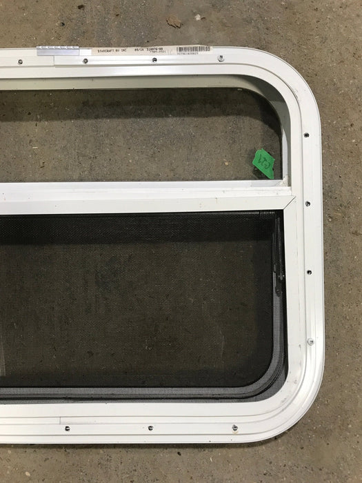 Used White Radius Opening Window : 23 1/2" W x 17 1/2" H x 1 1/2" D - Young Farts RV Parts