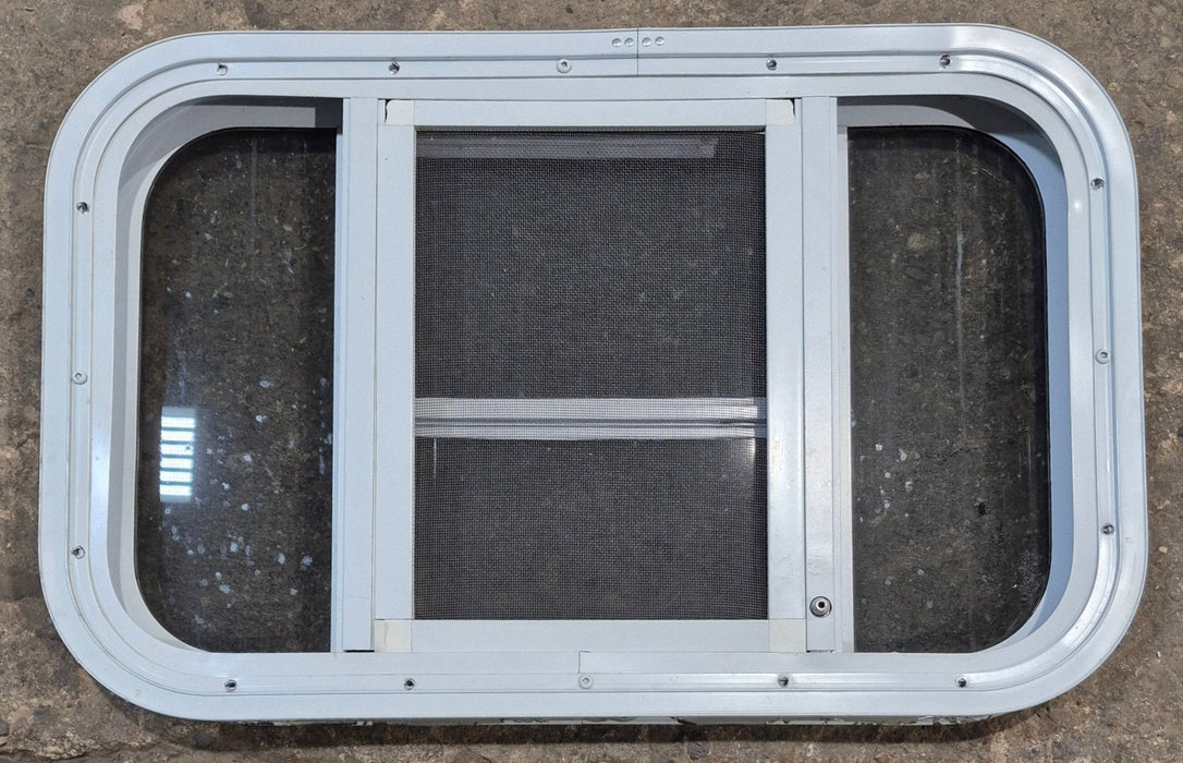 Used White Radius Opening Window : 23 1/4" W x 14 1/4" H x 1 7/8" D - Young Farts RV Parts
