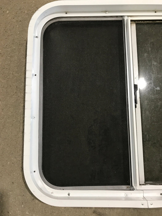 Used White Radius Opening Window : 24 1/4" W x 21 1/2" H x 2" D - Young Farts RV Parts