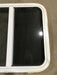 Used White Radius Opening Window : 24 1/4" W x 21 1/2" H x 2" D - Young Farts RV Parts