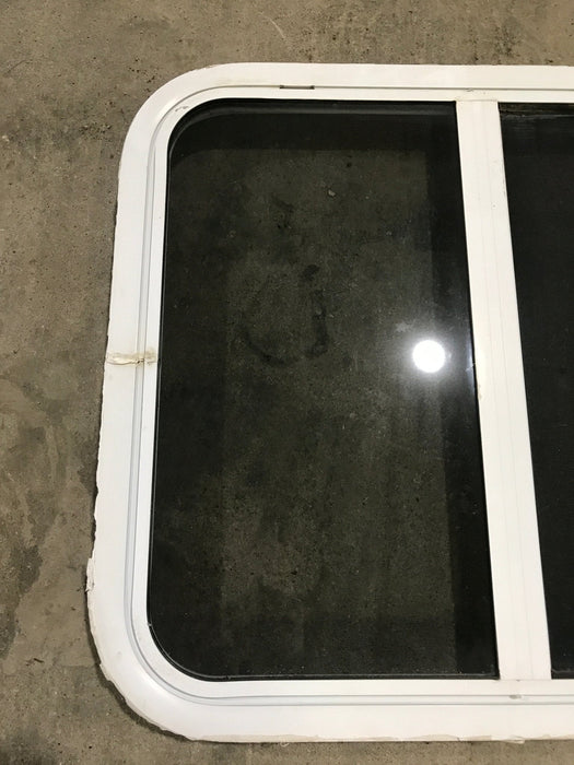 Used White Radius Opening Window : 24 1/4" W x 21 1/2" H x 2" D - Young Farts RV Parts