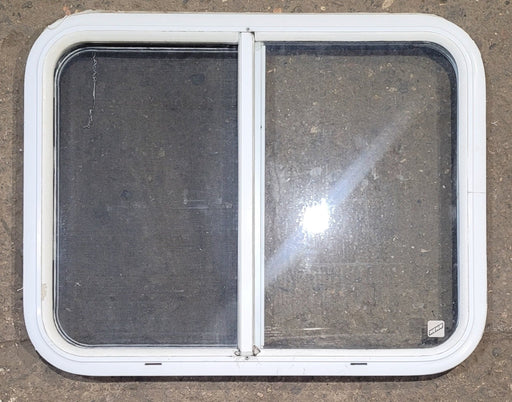 Used White Radius Opening Window : 26 1/2" W x 20 1/2" H x 1 1/4" D - Young Farts RV Parts