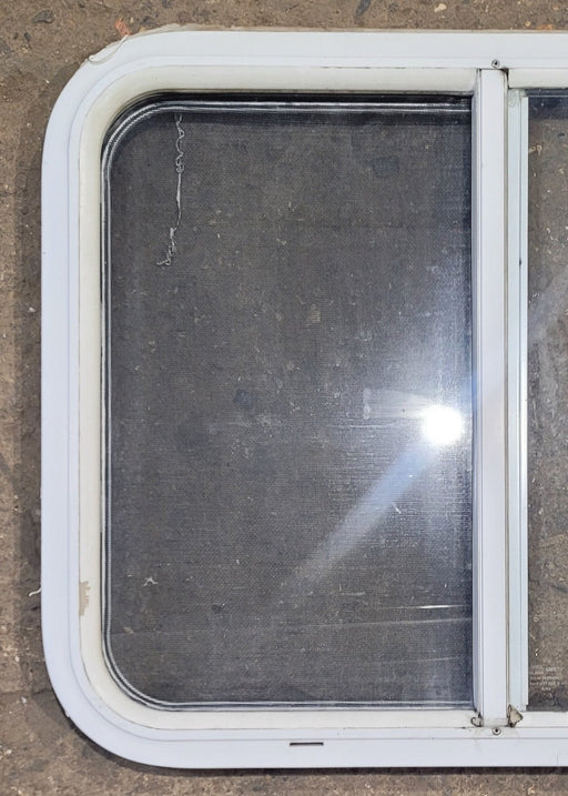 Used White Radius Opening Window : 26 1/2" W x 20 1/2" H x 1 1/4" D - Young Farts RV Parts