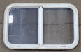 Used White Radius Opening Window : 29 1/2" W x 17 1/2" H x 1 3/4" D - Young Farts RV Parts