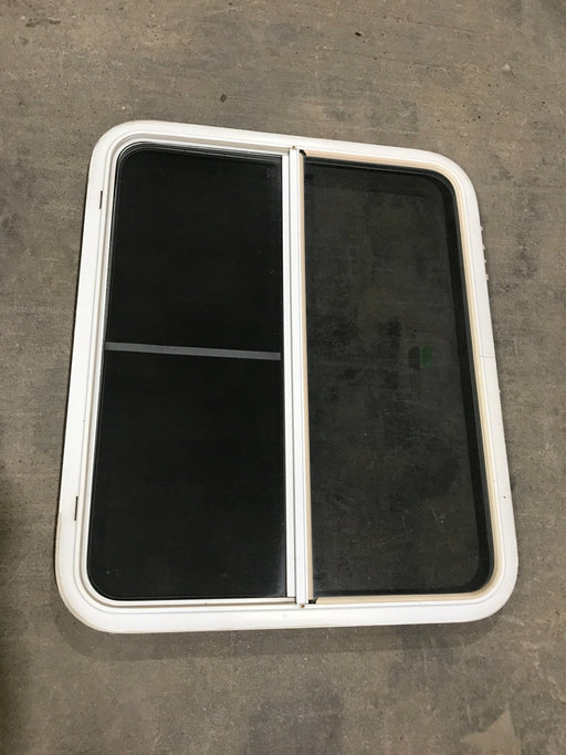 Used White Radius Opening Window : 35 1/2 X 29 1/2 X 2" D - Young Farts RV Parts