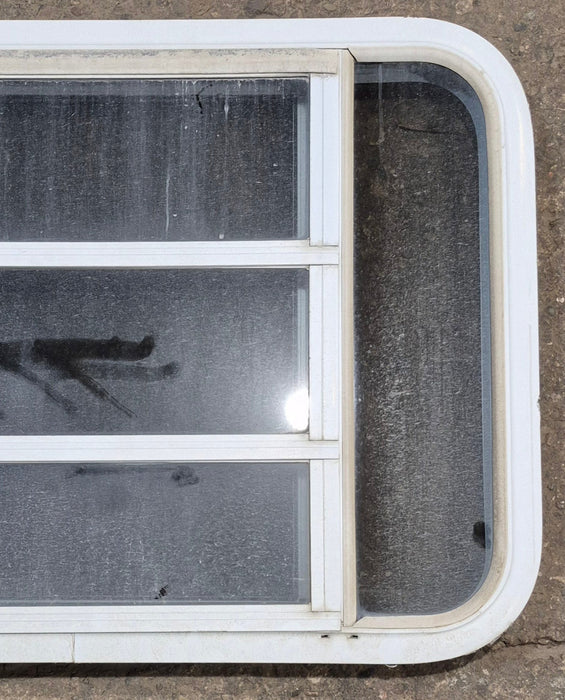 Used White Radius Opening Window : 35 1/4" W x 21 1/4" H x 1 7/8" D - Young Farts RV Parts