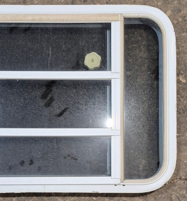 Used White Radius Opening Window : 35 1/4" W x 21 1/4" H x 1 7/8" D - Young Farts RV Parts