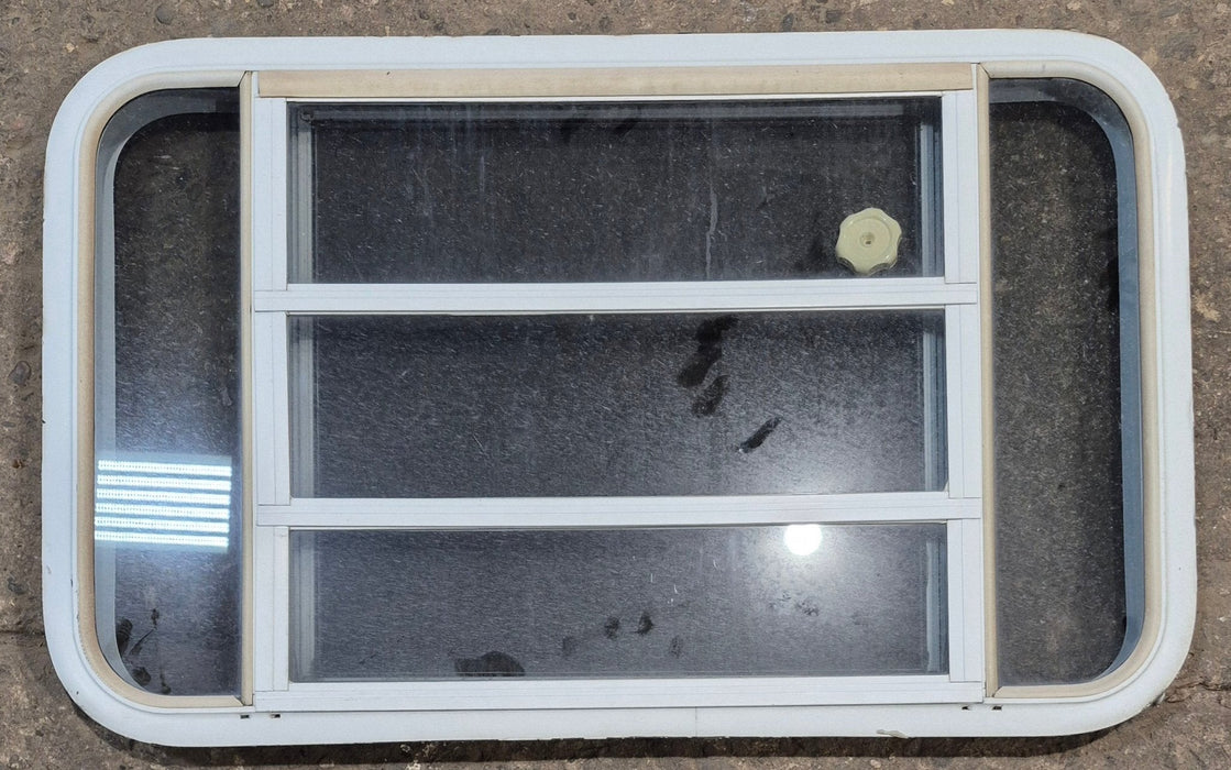 Used White Radius Opening Window : 35 1/4" W x 21 1/4" H x 1 7/8" D - Young Farts RV Parts
