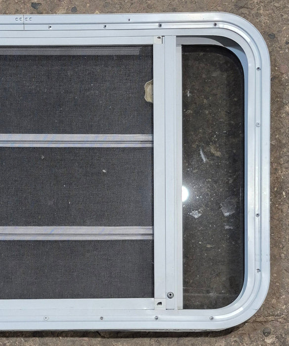 Used White Radius Opening Window : 35 1/4" W x 21 1/4" H x 1 7/8" D - Young Farts RV Parts