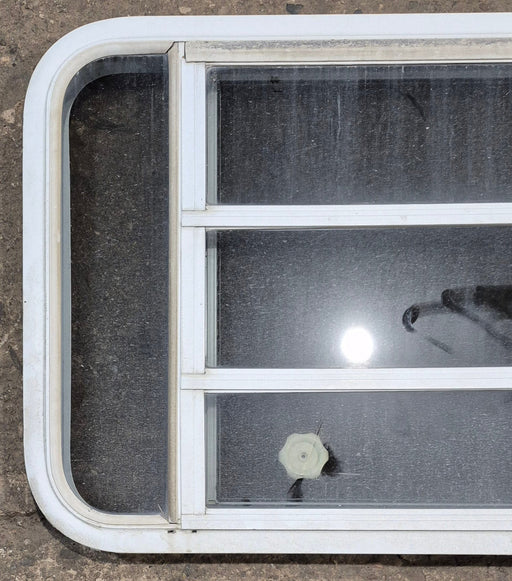 Used White Radius Opening Window : 35 1/4" W x 21 1/4" H x 1 7/8" D - Young Farts RV Parts