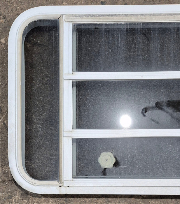 Used White Radius Opening Window : 35 1/4" W x 21 1/4" H x 1 7/8" D - Young Farts RV Parts