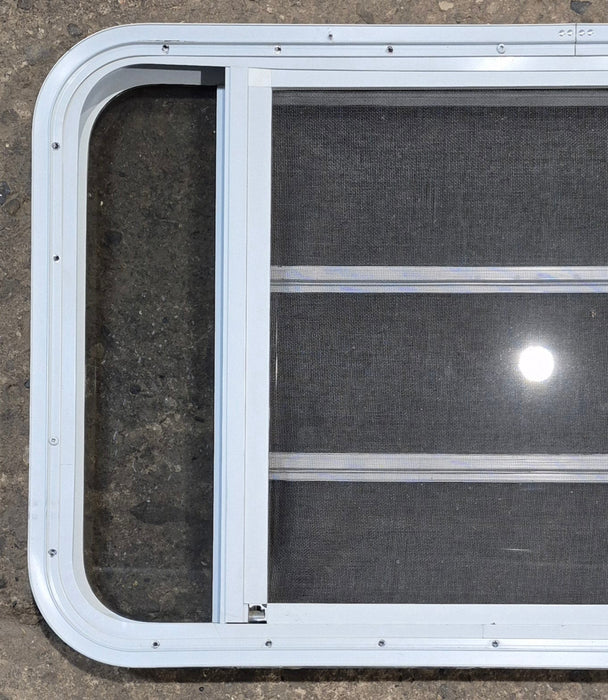Used White Radius Opening Window : 35 1/4" W x 21 1/4" H x 1 7/8" D - Young Farts RV Parts