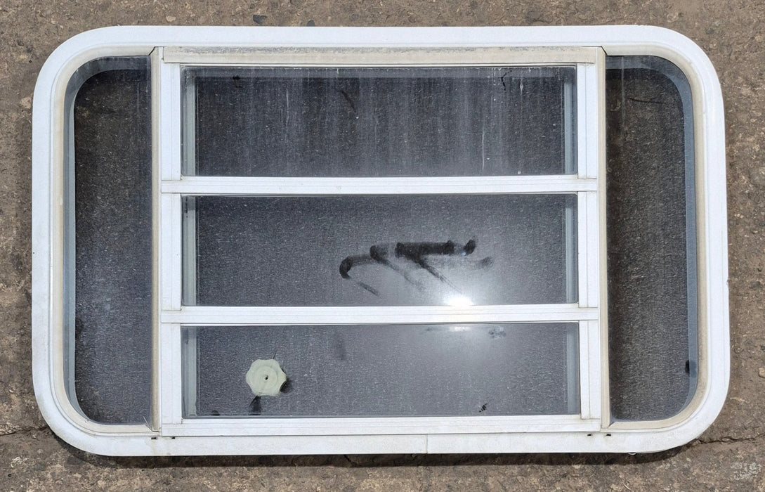 Used White Radius Opening Window : 35 1/4" W x 21 1/4" H x 1 7/8" D - Young Farts RV Parts