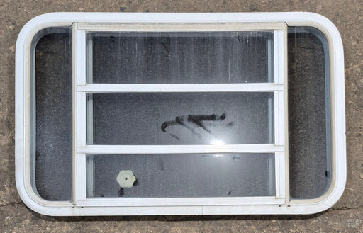 Used White Radius Opening Window : 35 1/4" W x 21 1/4" H x 1 7/8" D - Young Farts RV Parts