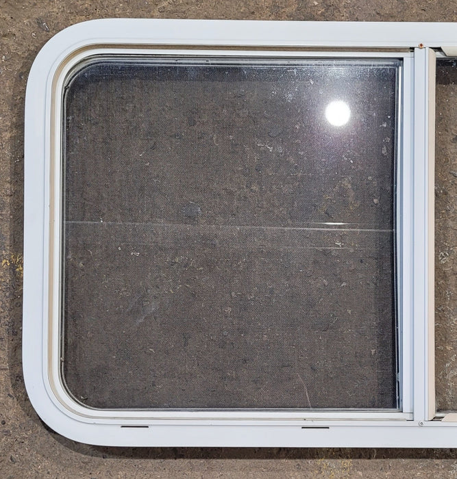 Used White Radius Opening Window : 41 1/4" W x 21 1/2" H x 1 3/4" D - Young Farts RV Parts