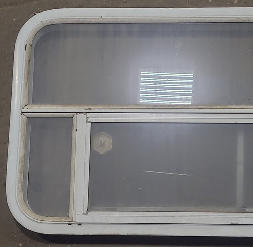 Used White Radius Opening Window : 45 1/2" W x 21 1/2" H x 2" D - Young Farts RV Parts