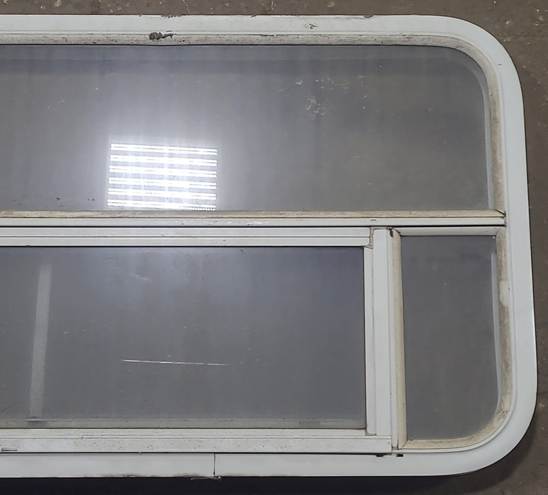 Used White Radius Opening Window : 45 1/2" W x 21 1/2" H x 2" D - Young Farts RV Parts