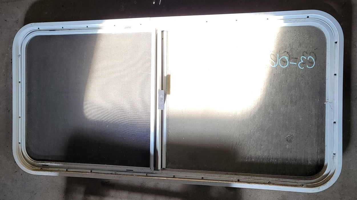 Used White Radius Opening Window : 46 X 22 X 2" D - Young Farts RV Parts