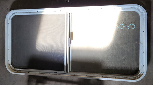 Used White Radius Opening Window : 46 X 22 X 2" D - Young Farts RV Parts