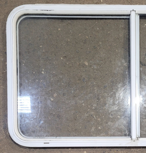 Used White Radius Opening Window : 47 1/2" W x 25 1/2" H x 1 1/4" D - Young Farts RV Parts