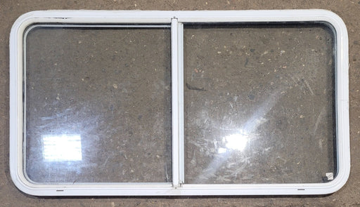 Used White Radius Opening Window : 47 1/2" W x 25 1/2" H x 1 1/4" D - Young Farts RV Parts