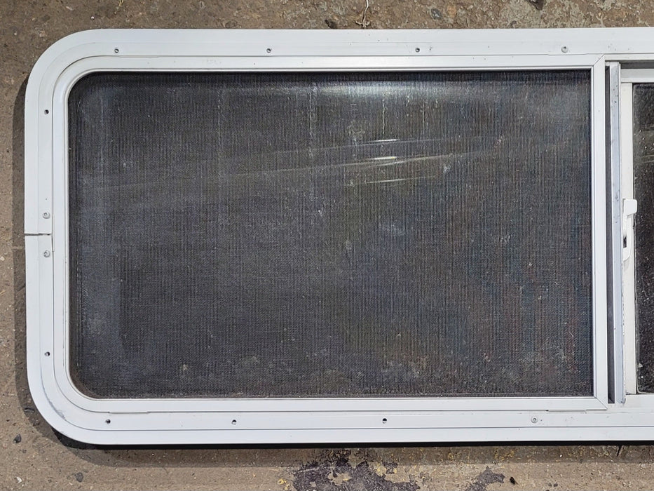 Used White Radius Opening Window : 54" W x 17 1/2" H x 1 7/8" D - Young Farts RV Parts